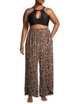 Time &amp; Tru Women&#39;s Plus Size Leopard Print Tulip Trim Pant Cover Up 2X NWT - £7.02 GBP