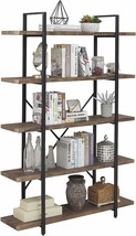 Superjare 5-Tier Bookshelf, Open Etagere Bookcase With Metal, Distressed Brown - £145.47 GBP