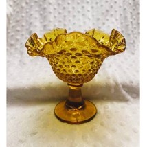 Vintage Fenton Golden Amber Hobnail Ruffled Pedestal Candy Dish (1950s) - $51.48
