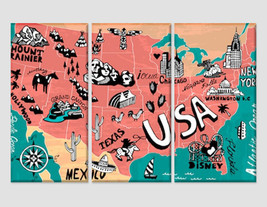 USA Travel Map Wall Art Map Canvas Art United States Extra Large Map of America  - £39.40 GBP