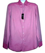 Hugo Boss Men&#39;s Pink Polka Dots Button Front Dress Shirt Size 44 17.5 - £63.89 GBP