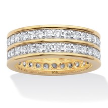 PalmBeach Jewelry Gold-Plated Silver CZ Double-Row Gender-Neutral Eternity Ring - £64.33 GBP