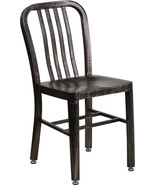 Mid-Century Black Antiqued Gold Navy Dining Chair Cafe Restaurant In-Out... - $2,209.39 MXN