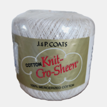 1 J &amp; P Coats Knit-Cro-Sheen Mercerized Cotton 225 Yards Ecru #61 READ - £3.14 GBP