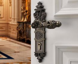 Gold Luxury Door Handle Set, Ornate Zinc Alloy Silent Magnetic Lever Loc... - $420.00