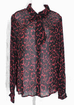 ESQUALO Sheer Layering Blouse Shirt Black Red Brush Stroke Print New 8 1... - £31.46 GBP