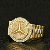 Gold Mercedes Ring, Mercedes Benz ring, 925 sterling silver, Gifts For Him - £52.38 GBP