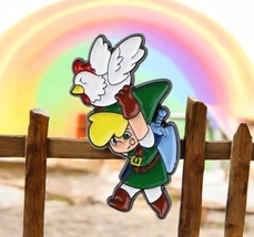 &quot;Legend of Zelda Link with Cucco Enamel Pin - Adorable Retro Gaming Acce... - $11.87