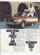 1979 Volkswagen Rabbit Print Ad Automobile Car Wilt Chamberlain 8.5&quot; x 11&quot; - £15.11 GBP