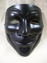 Economy Matte Black V For Vendetta Costume Face Mask Guy Fawkes Crowd Di... - $8.95