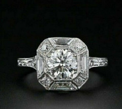 Round Cut 2.35Ct Diamond Vintage Engagement Ring Solid 14K White Gold in... - £198.40 GBP