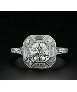 Round Cut 2.35Ct Diamond Vintage Engagement Ring Solid 14K White Gold in... - £198.05 GBP