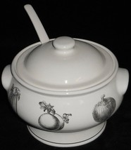 1990s Pfaltzgraff Farmers Market Pattern Soup Tureen w/Lid And Ladle Made In Usa - £181.77 GBP