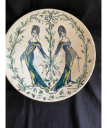 Ancien / Vintage Céramique Design Plaque Ou Bol De 2 Femme S. Marquée Ar... - £116.14 GBP
