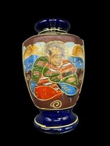 Antique Japanese Cobalt Satsuma Imari Moriage Detail Vase Japan 4&quot; Asian - £12.99 GBP