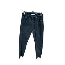 Loft Womens Size 27 4 Black Jeans Skinny Buttonfly Raw Hem Ankle - £14.78 GBP