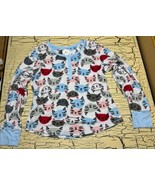 PJ Couture Retro Kitty Cats Flannel Pajama Top Shirt Size L cozy winter ... - $460.37 MXN