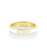 Til Death White Enamel Band Ring - Anniversary Wedding Band - 4mm Wide -... - £39.38 GBP