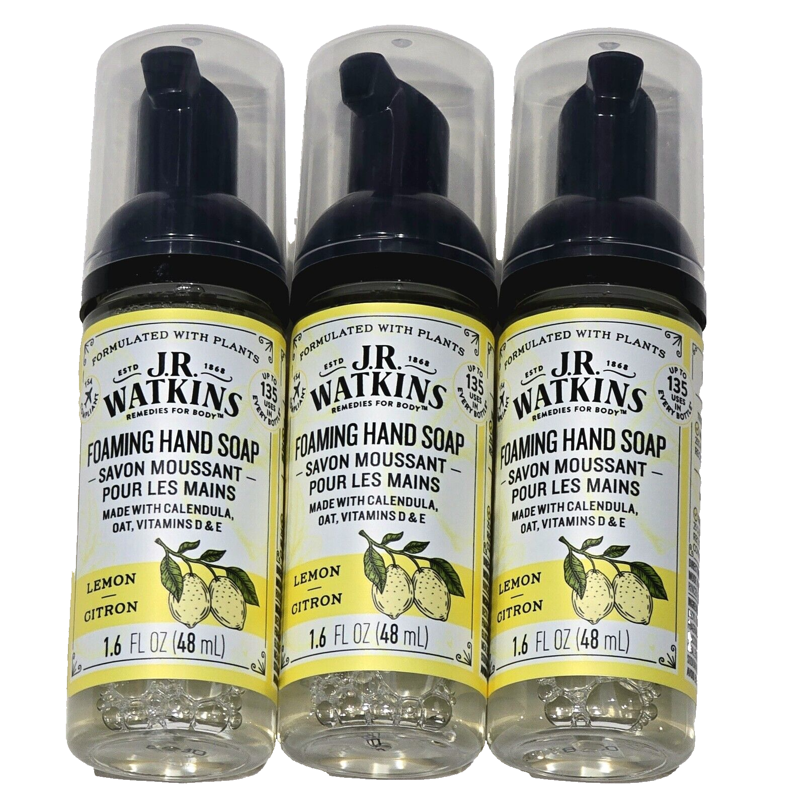 3 Pack J.R. Watkins Foaming Hand Soap Calendula Oat Vitamins 1.6oz - $19.99