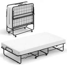 Twin Size Folding Bed with Memory Foam Mattress and Heavy-duty Metal Frame - $342.67 CAD