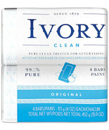 Classic ORIGINAL IVORY White Bar Soap 4 oz X 4 BARS 99.44% Pure Clean Si... - $23.25