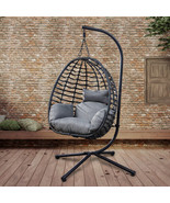 Artisan Outdoor Wicker Swing Chair With Stand for Balcony, 37&quot;Lx35&quot;Dx78&quot;H - £271.98 GBP