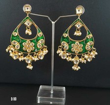 Gold Plated Indian Meena Kundan Earrings Jhumka Latest Bollywood Jewelry... - $24.65