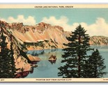 Phantom Ship Crater Lake National Park Oregon OR UNP Linen Postcard W20 - $3.49