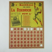 Baseball Punch Out Game La Fendrich Cigars 5 Cents Harlich Mfg Co Vintage 1930s - £39.95 GBP