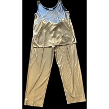 Vintage Disco Liquid Silver Metallic Tank Top Matching Pants 10 10 Design Brand - £39.56 GBP