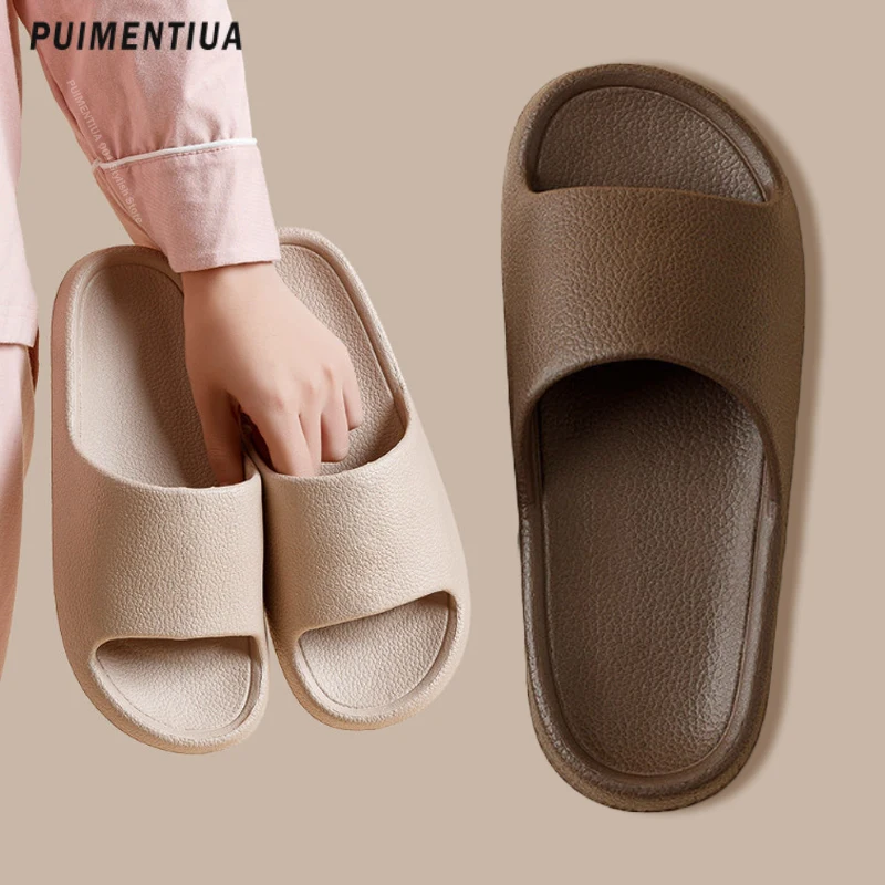 Fashion Solid Concise Summer Home Slippers Women Men Flats Soft EVA Light Indoor - £10.61 GBP+