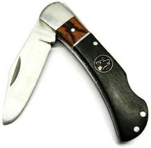 Black Stainless Steel Timber Wolf 2 1/2&quot; Blade With Wooden Handle Vintage EDC - £19.72 GBP