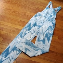 Fashion Nova Overalls Size 11 Bleach Dyed Blue White Swirl Silver Buttons - £29.28 GBP
