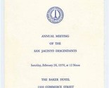 Annual Meeting of San Jacinto Descendants Baker Hotel Dallas Texas Febru... - $17.82