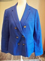 Talbots Lady&#39;s Jacket Blazer 8 Blue Button Front Long Sleeve Faux Pocket - £23.33 GBP