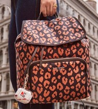 NWB Kate Spade Sam Leopard Nylon Medium Backpack K4463 Cheetah Gift Bag - £118.27 GBP