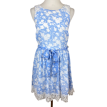 Disney Alice Dress Medium Blue White Colleen Atwood A-Line Belted Floral... - £17.56 GBP