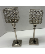 Crystal Reflective Tiered Set of 2 Metal Pedestal Candle Holders - €12,79 EUR