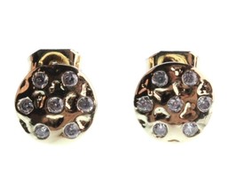 Kevia 18K Placcato Oro Zircone Cubico Cristallo Rotondo Bottone Post Ore... - $10.00