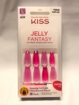 Kiss Jelly Fantasy KGFJ02 On Trend Translucent 28 Nails Smooth Finish Long - £7.29 GBP