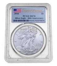 2016 $1 Silver American Eagle 30th Anniversary PCGS First Strike MS70 - £97.03 GBP
