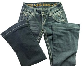 Women’s Rock Revival Jeans Size 25 Elizabeth Wide Leg Distressed 29” Inseam - £18.50 GBP