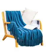 SOGA Royal Blue Diamond Pattern Knitted Throw Blanket Warm Cozy Woven Co... - £48.40 GBP