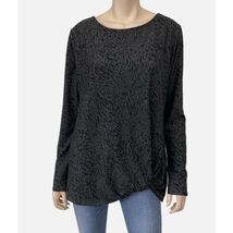 *Max &amp; Mia Women's Black Gray Animal Print Cozy Twist Front Tunic Top - ... - $10.40