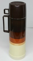 Vintage Thermos 24F - Brown &amp; Orange 1970&#39;s  Mod Groovy 70F Norwich Large Size - £14.78 GBP
