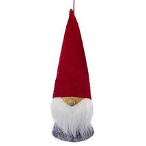 Wood and Felt Dwarf Gnome with Red Hat Christmas Tree Ornament New - $9.88