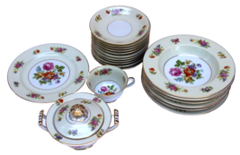20 Lot Vtg 1940s Noritake Rose China Queen Anne R09 Bowls Plates Cup Occ. Japan - £40.09 GBP