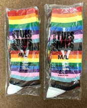T-Mobile Tuesday Love Pride Socks Lgbtqia Rainbow Striped Socks Size M/L - £19.97 GBP