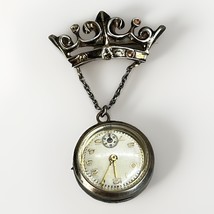 Vintage Helbros WW2 Era Sterling Silver “Boyfriend”Pendant Watch 7 Jewel... - $84.98
