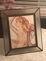 Vintage Pin-Up Girl Pinning Up Red Hair Poster Print In Frosted Glass Frame Art - £15.81 GBP